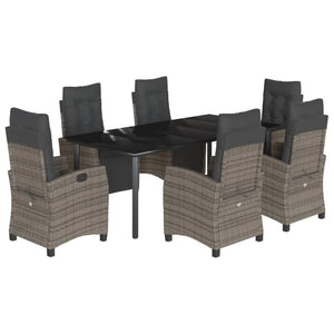 Set da Pranzo da Giardino 7 pz con Cuscini in Polyrattan Grigio 3213000