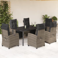 Set da Pranzo da Giardino 7 pz con Cuscini in Polyrattan Grigio 3213000