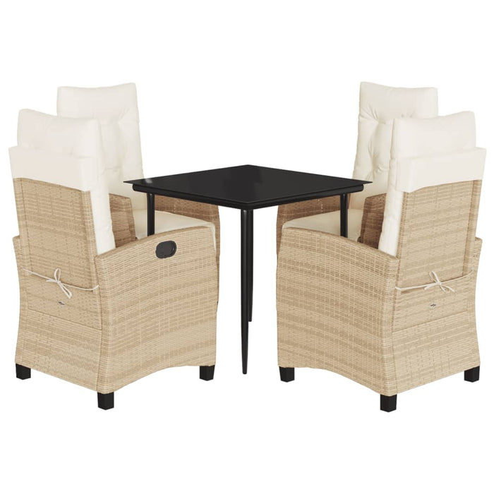 Set da Pranzo da Giardino 5 pz con Cuscini Beige in Polyrattan 3213003