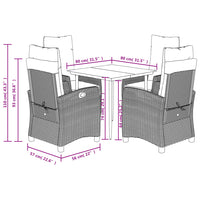 Set da Pranzo da Giardino 5 pz con Cuscini Beige in Polyrattan 3213003