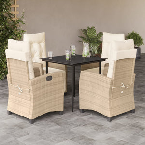 Set da Pranzo da Giardino 5 pz con Cuscini Beige in Polyrattan 3213003