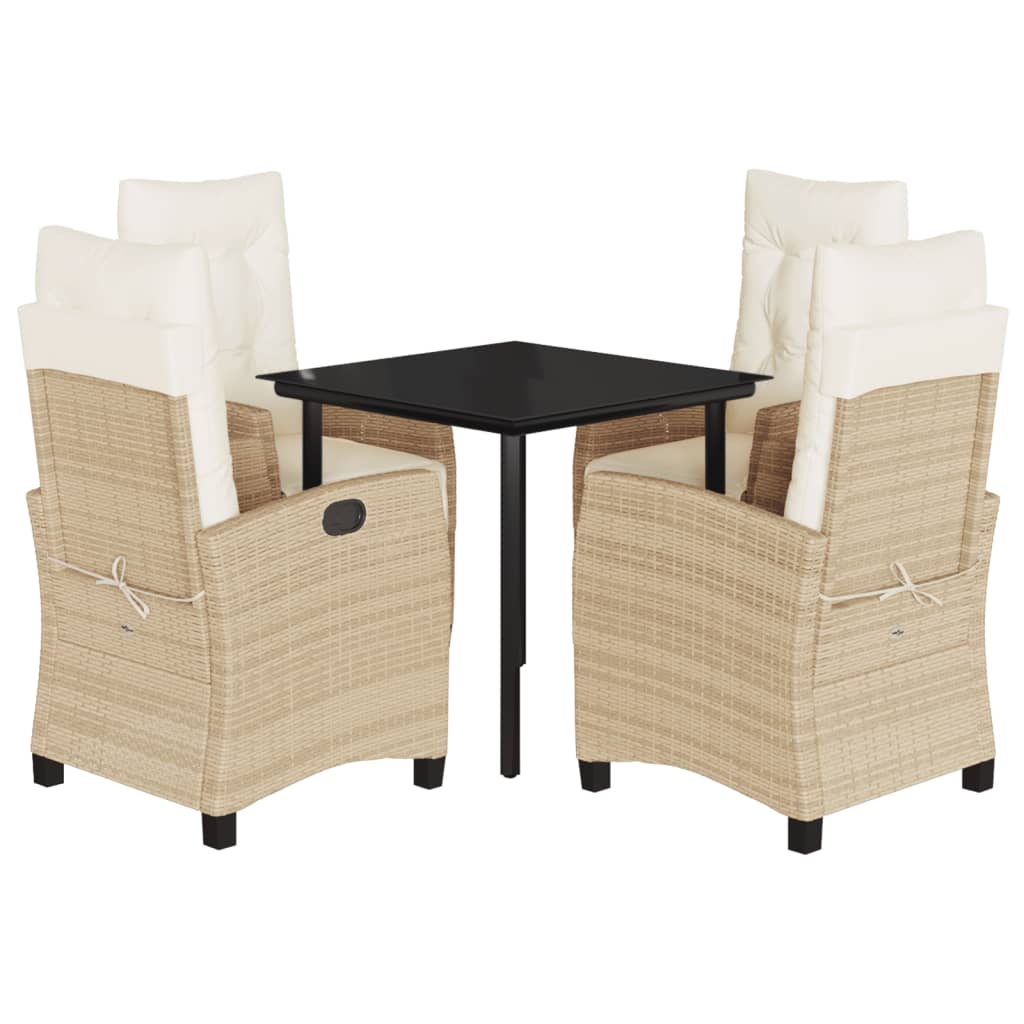 Set da Pranzo da Giardino 5 pz con Cuscini Beige in Polyrattan 3213010