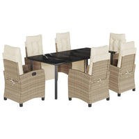 Set da Pranzo da Giardino 7 pz con Cuscini Beige in Polyrattan 3213014