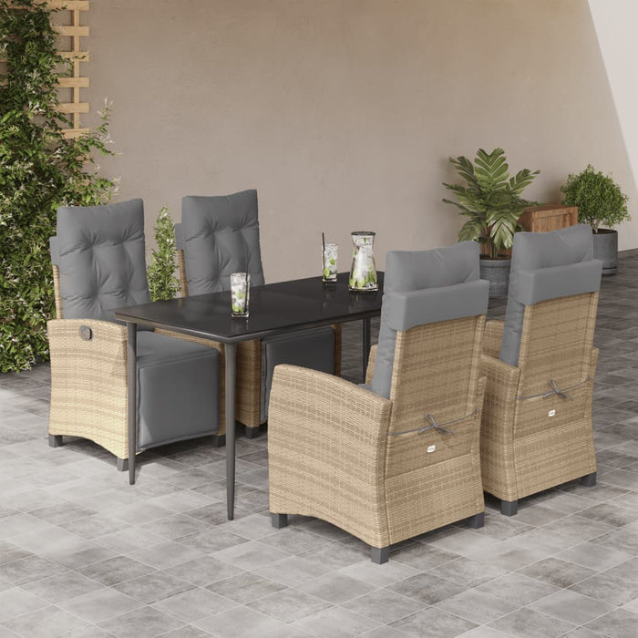 Set Pranzo da Giardino 5 pz con Cuscini Beige Misto Polyrattan 3213019