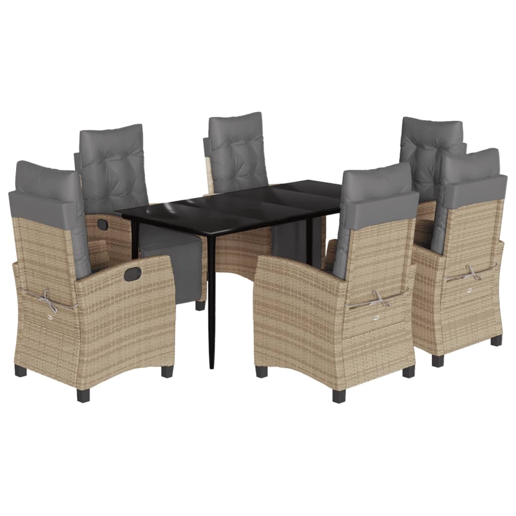 Set Pranzo da Giardino 7 pz con Cuscini Beige Misto Polyrattan 3213020