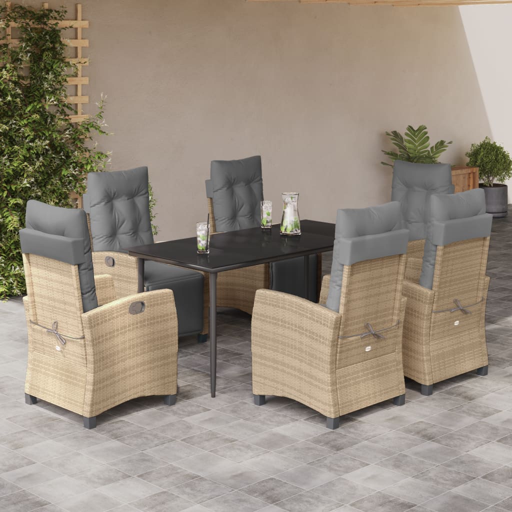 Set Pranzo da Giardino 7 pz con Cuscini Beige Misto Polyrattan 3213020