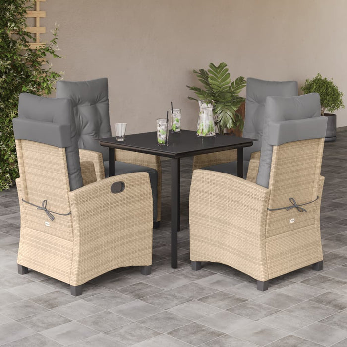 Set Pranzo da Giardino 5 pz con Cuscini Beige Misto Polyrattan 3213024