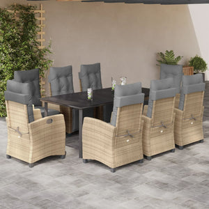 Set Pranzo da Giardino 9 pz con Cuscini Beige Misto Polyrattan 3213029