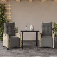 Set Pranzo da Giardino 3pz con Cuscini Grigio Chiaro Polyrattan 3213030