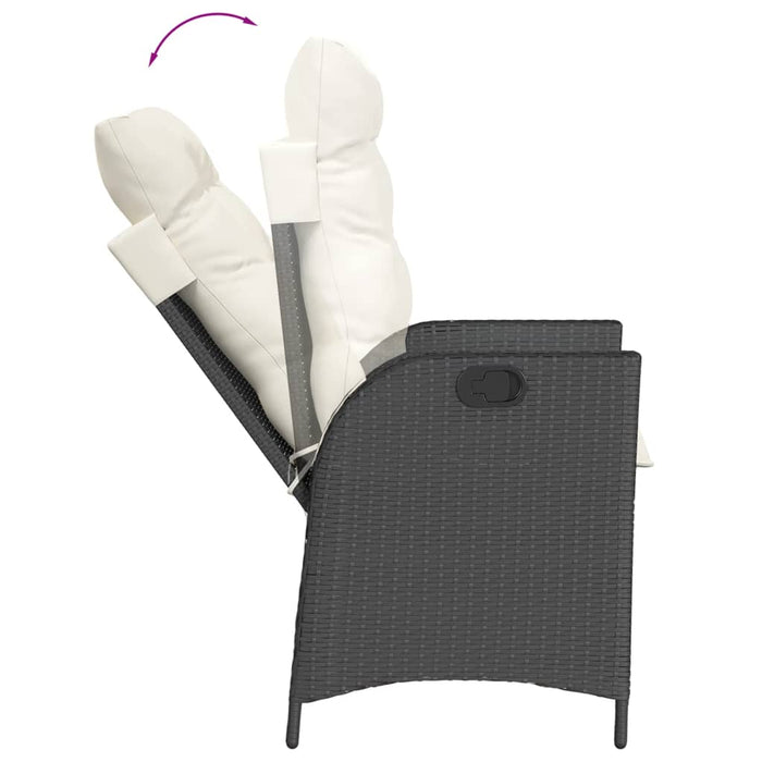 Set da Pranzo da Giardino 5 pz Nero con Cuscini in Polyrattan 3213060