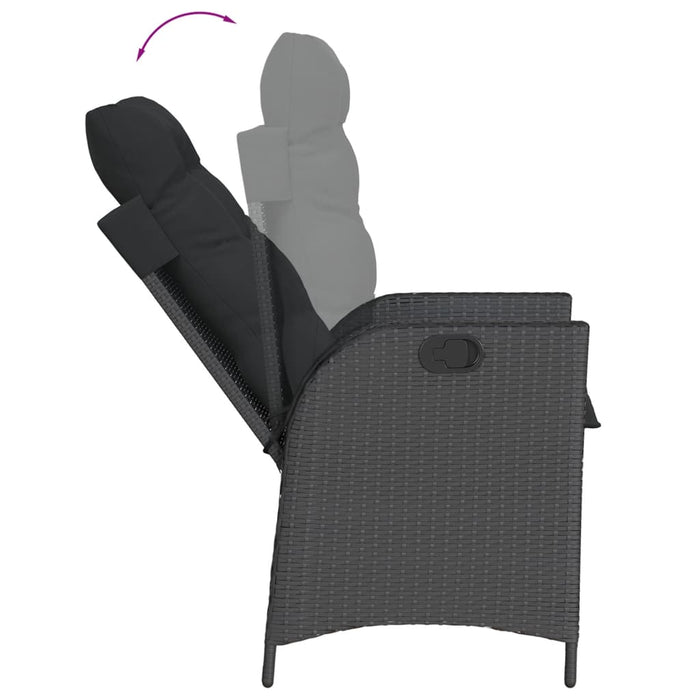 Set da Pranzo da Giardino 5 pz Nero con Cuscini in Polyrattan 3213068