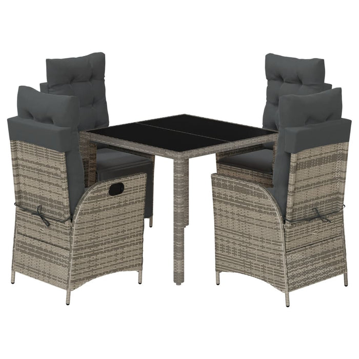 Set da Pranzo da Giardino 5 pz con Cuscini in Polyrattan Grigio 3213078