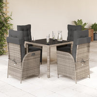 Set da Pranzo da Giardino 5 pz con Cuscini in Polyrattan Grigio 3213078