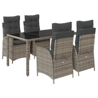 Set da Pranzo da Giardino 5 pz con Cuscini in Polyrattan Grigio 3213079