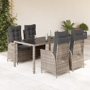 Set da Pranzo da Giardino 5 pz con Cuscini in Polyrattan Grigio 3213079