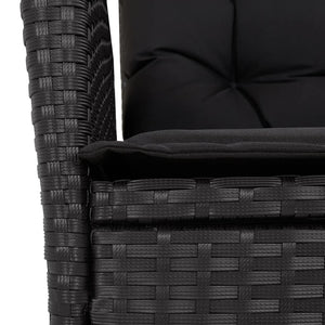 Set da Pranzo da Giardino 3 pz con Cuscini Nero in Polyrattan 3213094