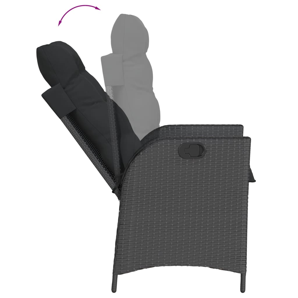 Set da Pranzo da Giardino 5 pz Nero con Cuscini in Polyrattan 3213096