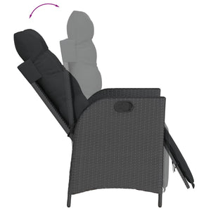 Set da Pranzo da Giardino 5 pz Nero con Cuscini in Polyrattan 3213096