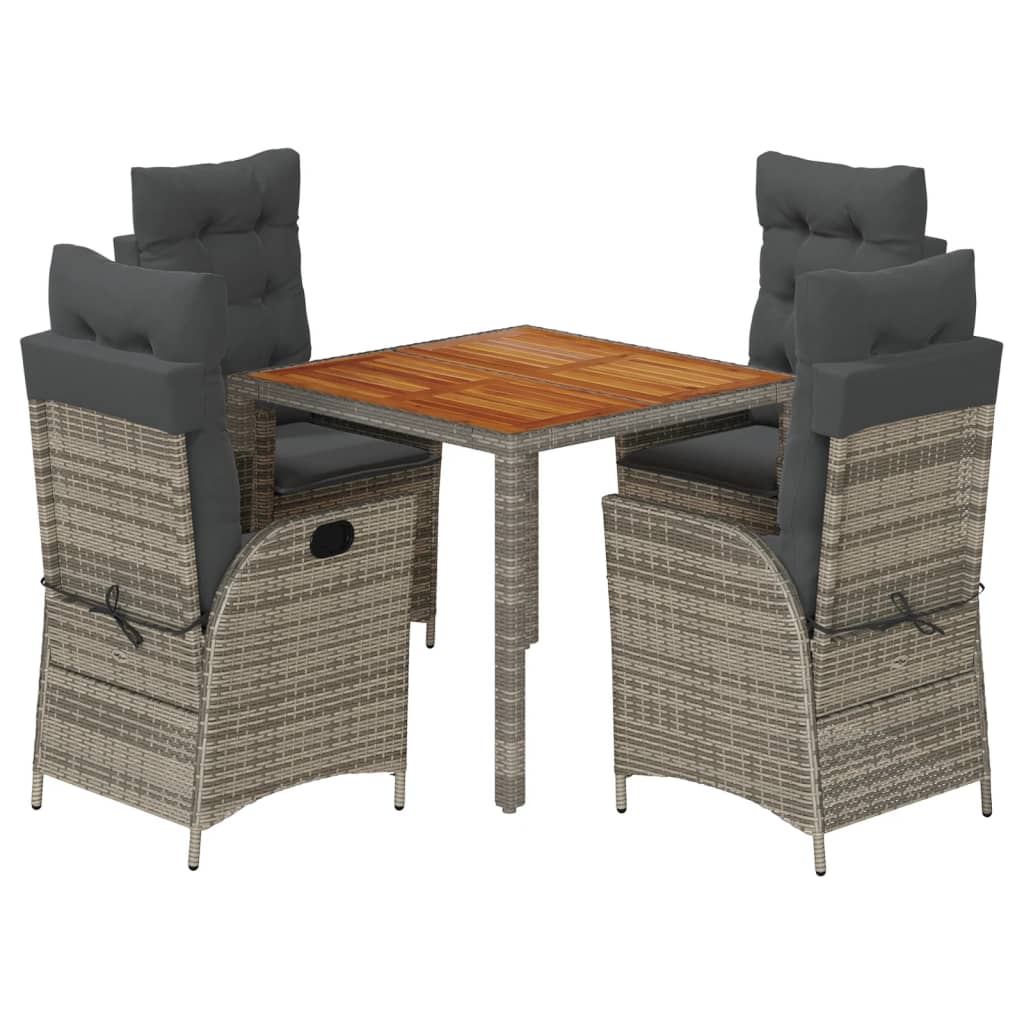 Set da Pranzo da Giardino 5 pz con Cuscini in Polyrattan Grigio 3213104