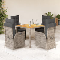 Set da Pranzo da Giardino 5 pz con Cuscini in Polyrattan Grigio 3213104