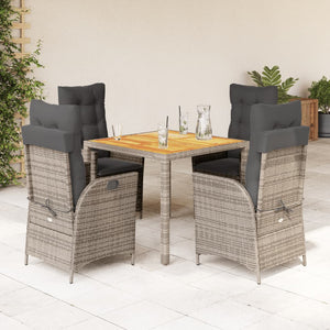 Set da Pranzo da Giardino 5 pz con Cuscini in Polyrattan Grigio 3213104