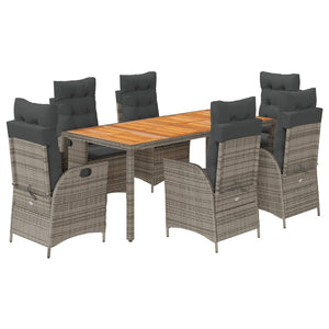 Set da Pranzo da Giardino 7 pz con Cuscini in Polyrattan Grigio 3213109