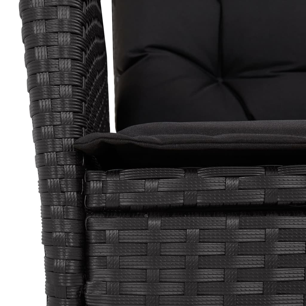 Set da Pranzo da Giardino 7 pz Nero con Cuscini in Polyrattan 3213115