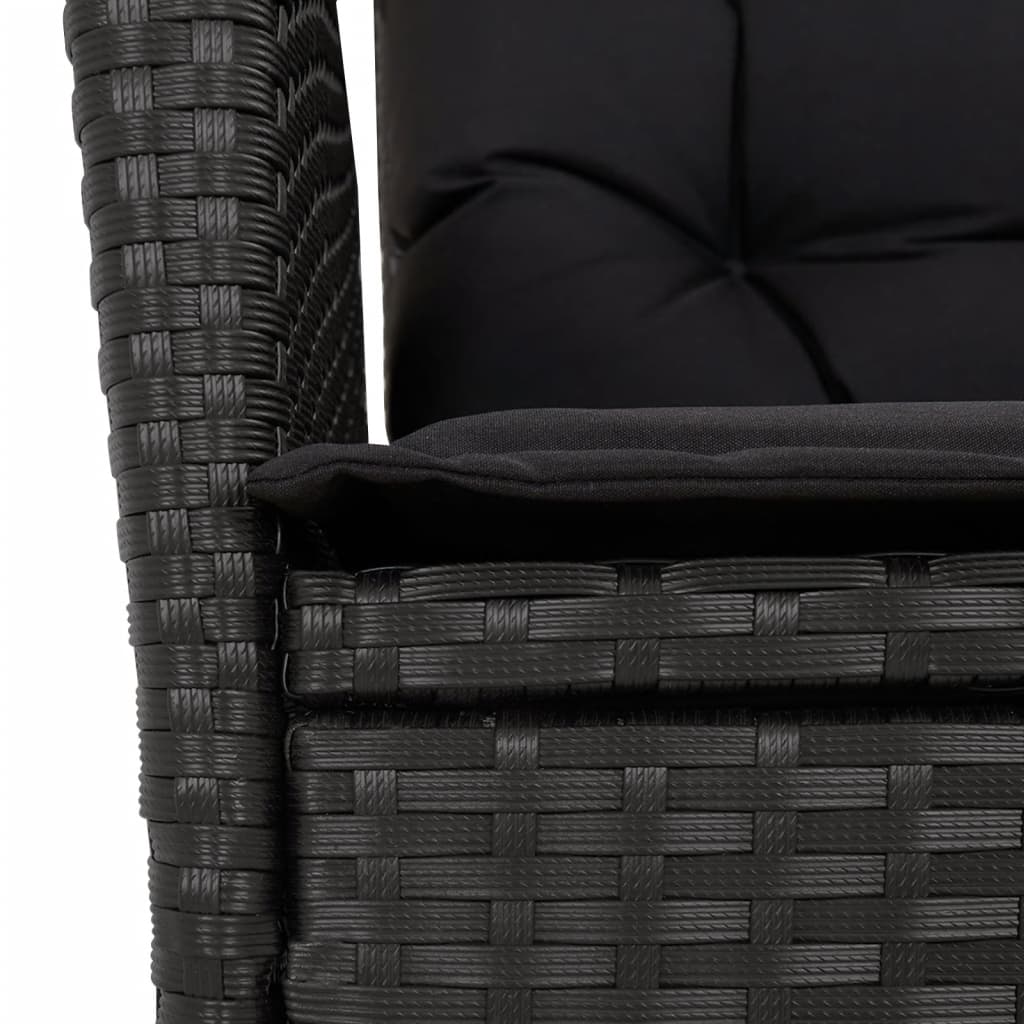 Set da Pranzo da Giardino 9 pz con Cuscini Nero in Polyrattan 3213117