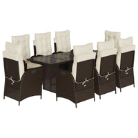 Set da Pranzo da Giardino 9pz con Cuscini Marrone in Polyrattan 3213120