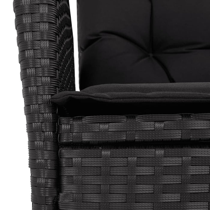 Set da Pranzo da Giardino 9 pz con Cuscini Nero in Polyrattan 3213140