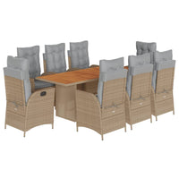 Set Pranzo da Giardino 9 pz con Cuscini Beige Misto Polyrattan 3213150