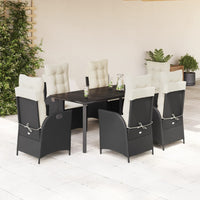 Set da Pranzo da Giardino 7 pz Nero con Cuscini in Polyrattan 3213170