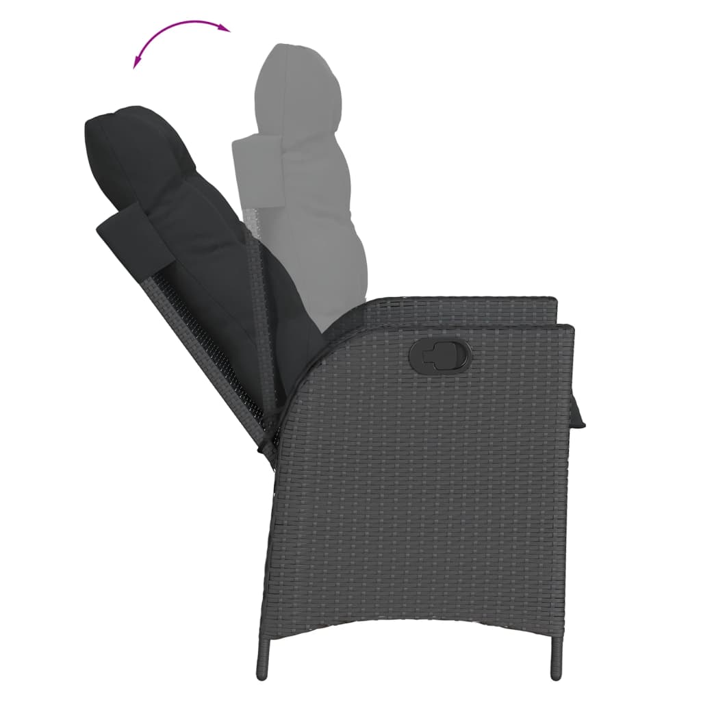 Set da Pranzo da Giardino 5 pz Nero con Cuscini in Polyrattan 3213178