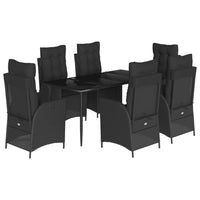 Set da Pranzo da Giardino 7 pz Nero con Cuscini in Polyrattan 3213179