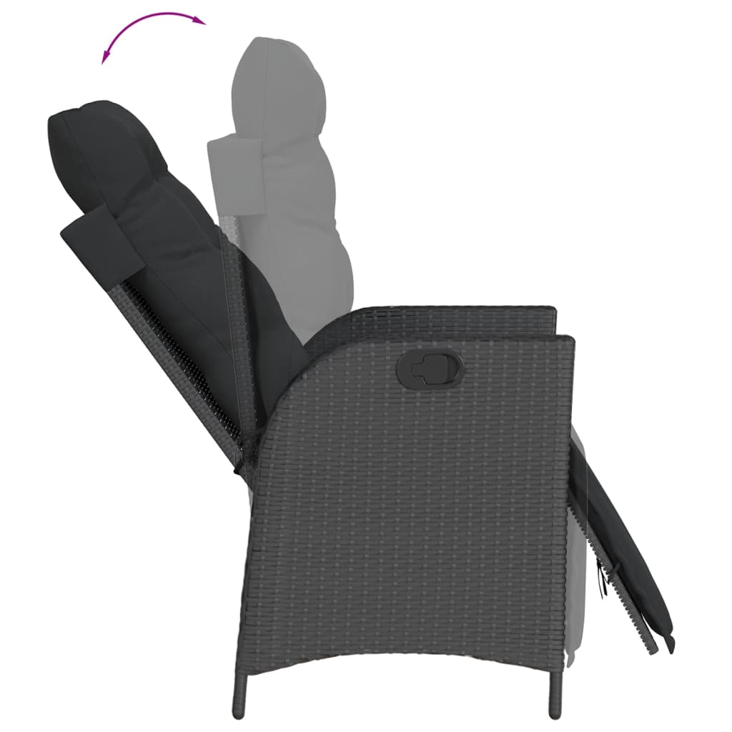 Set da Pranzo da Giardino 9 pz con Cuscini Nero in Polyrattan 3213193