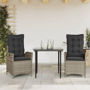 Set da Pranzo da Giardino 3 pz con Cuscini in Polyrattan Grigio 3213214