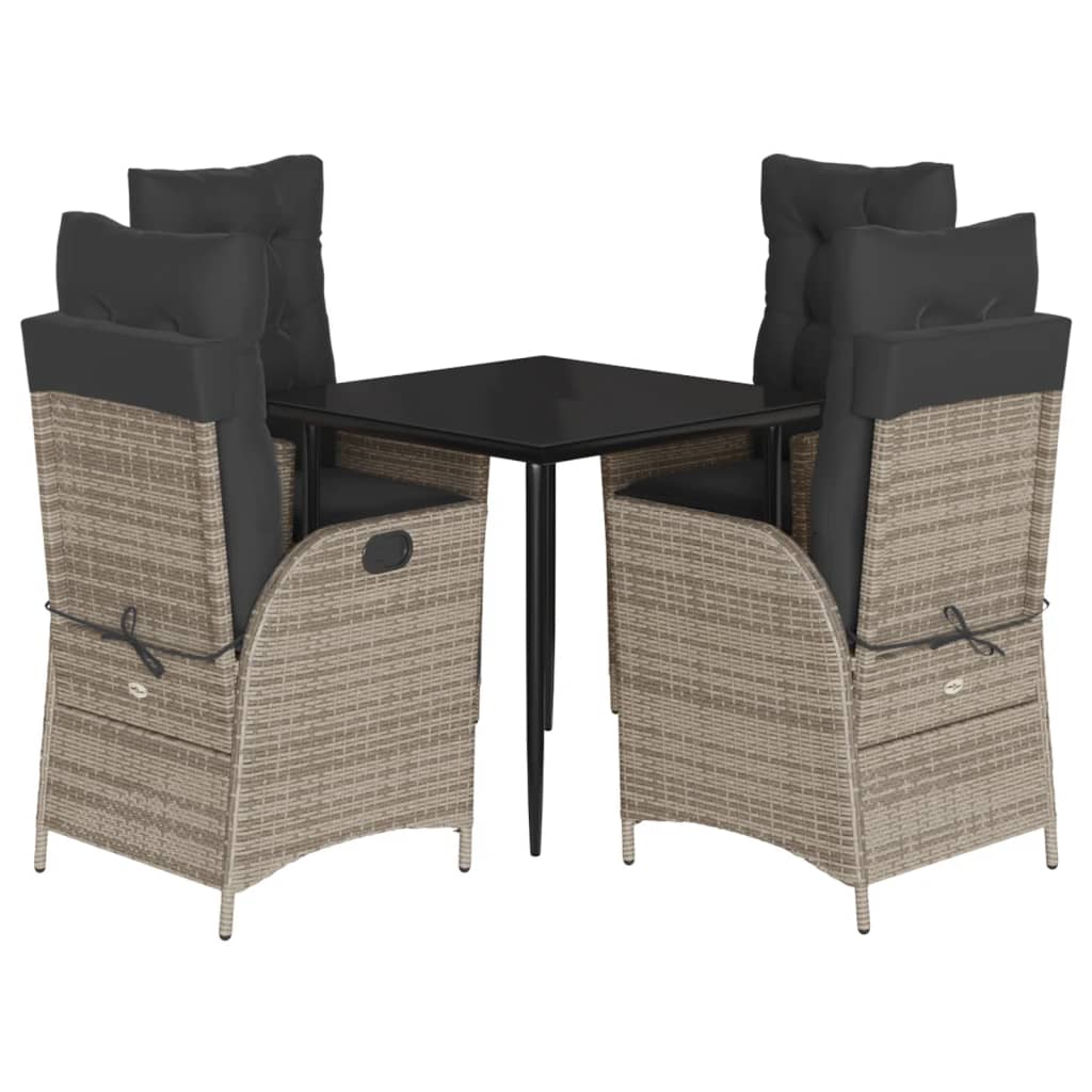 Set da Pranzo da Giardino 5 pz con Cuscini in Polyrattan Grigio 3213216