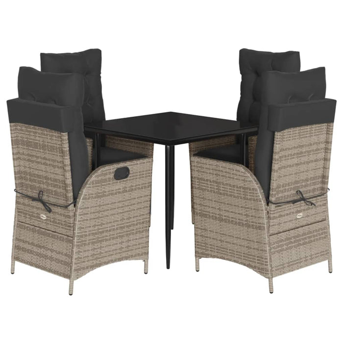 Set da Pranzo da Giardino 5 pz con Cuscini in Polyrattan Grigio 3213216