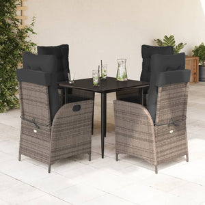 Set da Pranzo da Giardino 5 pz con Cuscini in Polyrattan Grigio 3213216