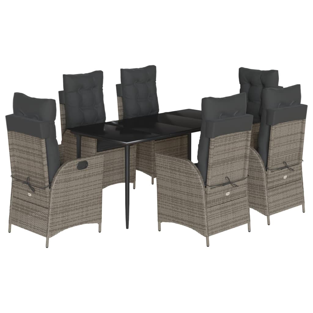 Set da Pranzo da Giardino 7 pz con Cuscini in Polyrattan Grigio 3213220