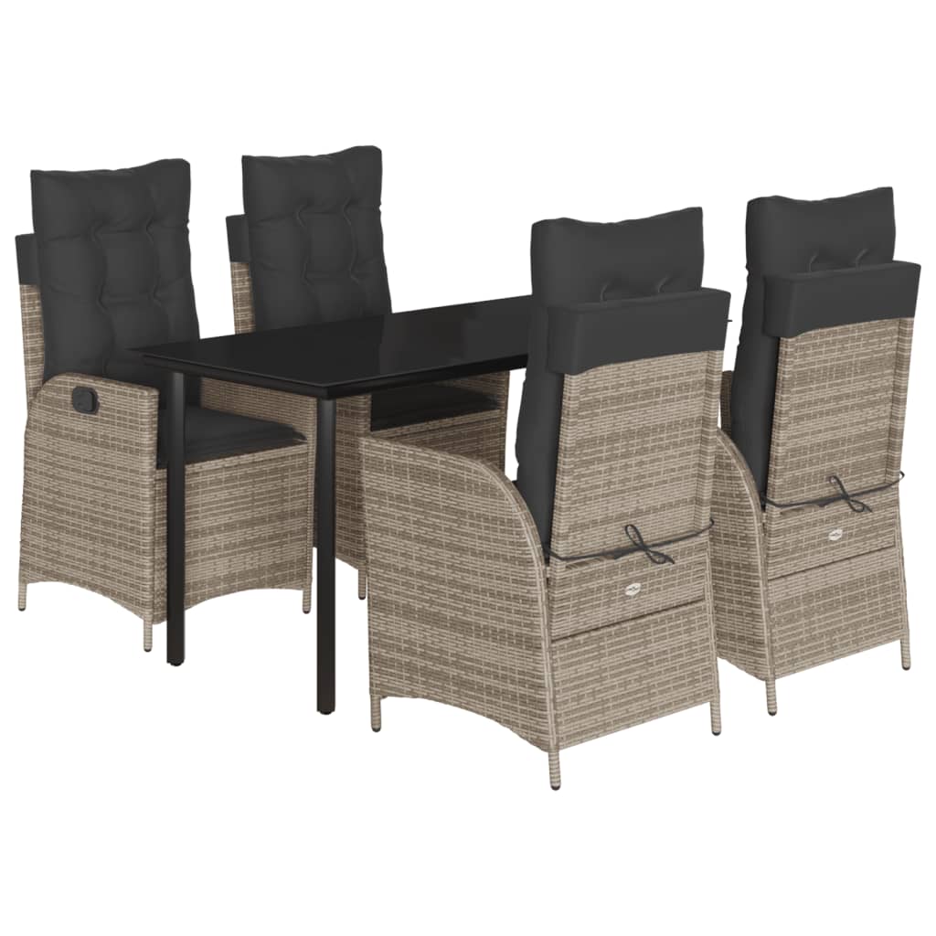 Set da Pranzo da Giardino 5 pz con Cuscini in Polyrattan Grigio 3213227