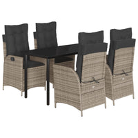 Set da Pranzo da Giardino 5 pz con Cuscini in Polyrattan Grigio 3213227