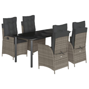 Set da Pranzo da Giardino 5 pz con Cuscini in Polyrattan Grigio 3213228