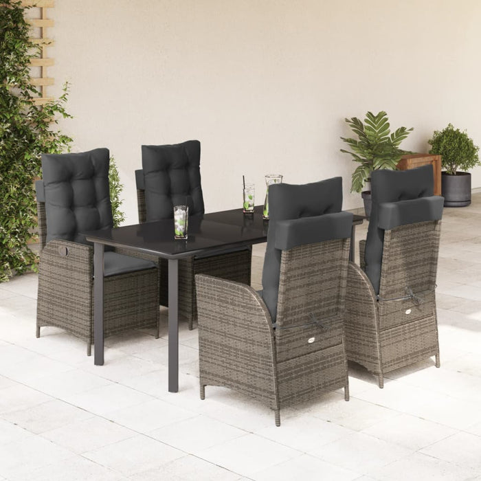 Set da Pranzo da Giardino 5 pz con Cuscini in Polyrattan Grigio 3213228