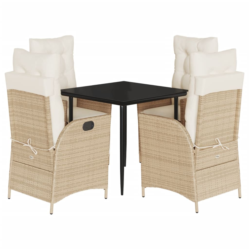 Set da Pranzo da Giardino 5 pz con Cuscini Beige in Polyrattan 3213236