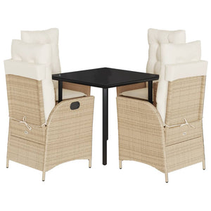 Set da Pranzo da Giardino 5 pz con Cuscini Beige in Polyrattan 3213245