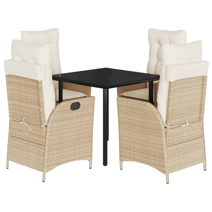 Set da Pranzo da Giardino 5 pz con Cuscini Beige in Polyrattan 3213245