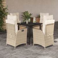 Set da Pranzo da Giardino 5 pz con Cuscini Beige in Polyrattan 3213245