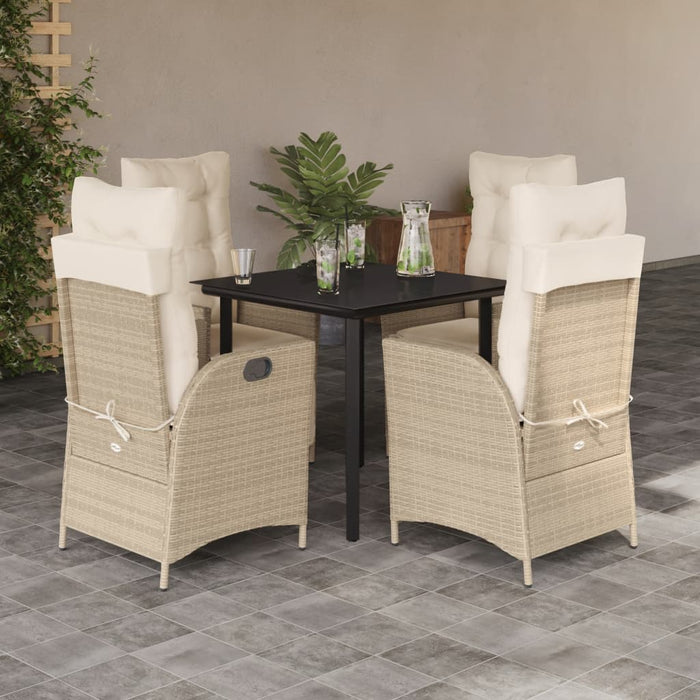 Set da Pranzo da Giardino 5 pz con Cuscini Beige in Polyrattan 3213246