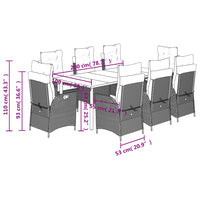 Set da Pranzo da Giardino 9 pz con Cuscini Beige in Polyrattan 3213252